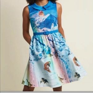 ModCloth Cats skiing dress; Large